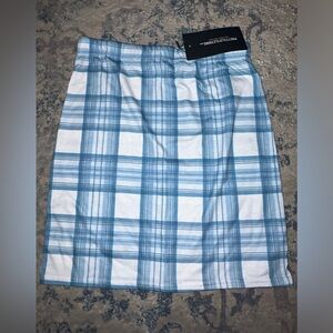 nwt pretty little thing bright blue plaid bodycon mini skirt